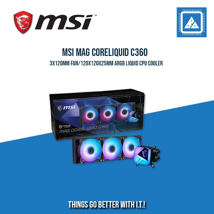 MSI MAG CORELIQUID C360 3X120MM FAN/120X120X25MM ARGB LIQUID CPU COOLER MSI MAG CORELIQUID C360 3X120MM FAN/120X120X25MM ARGB LIQUID CPU COOLER